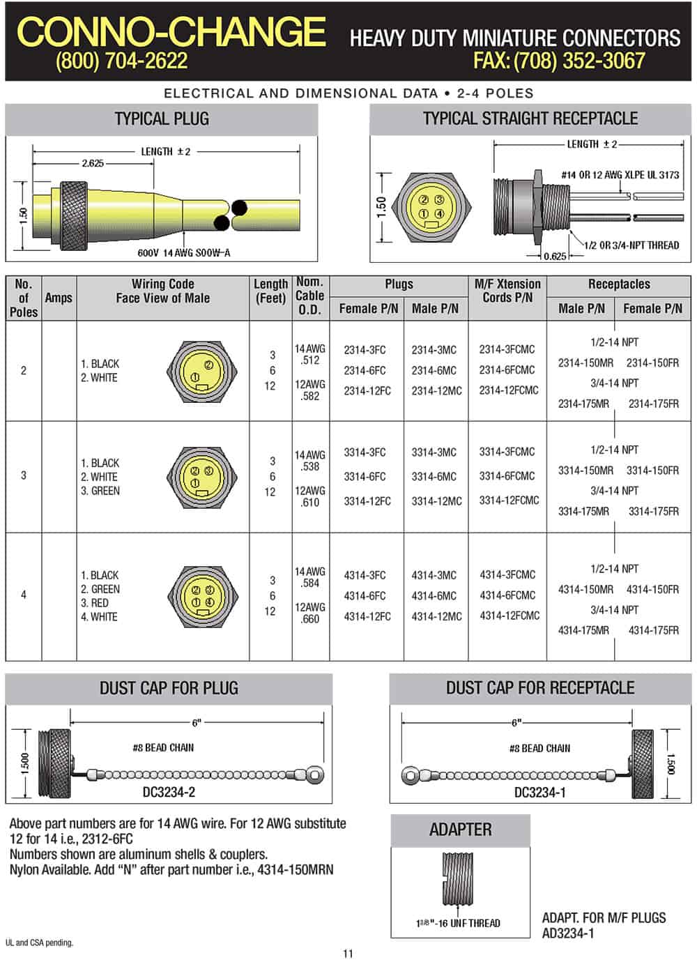 Heavy Duty Miniature Connectors Diagrams and Measurements