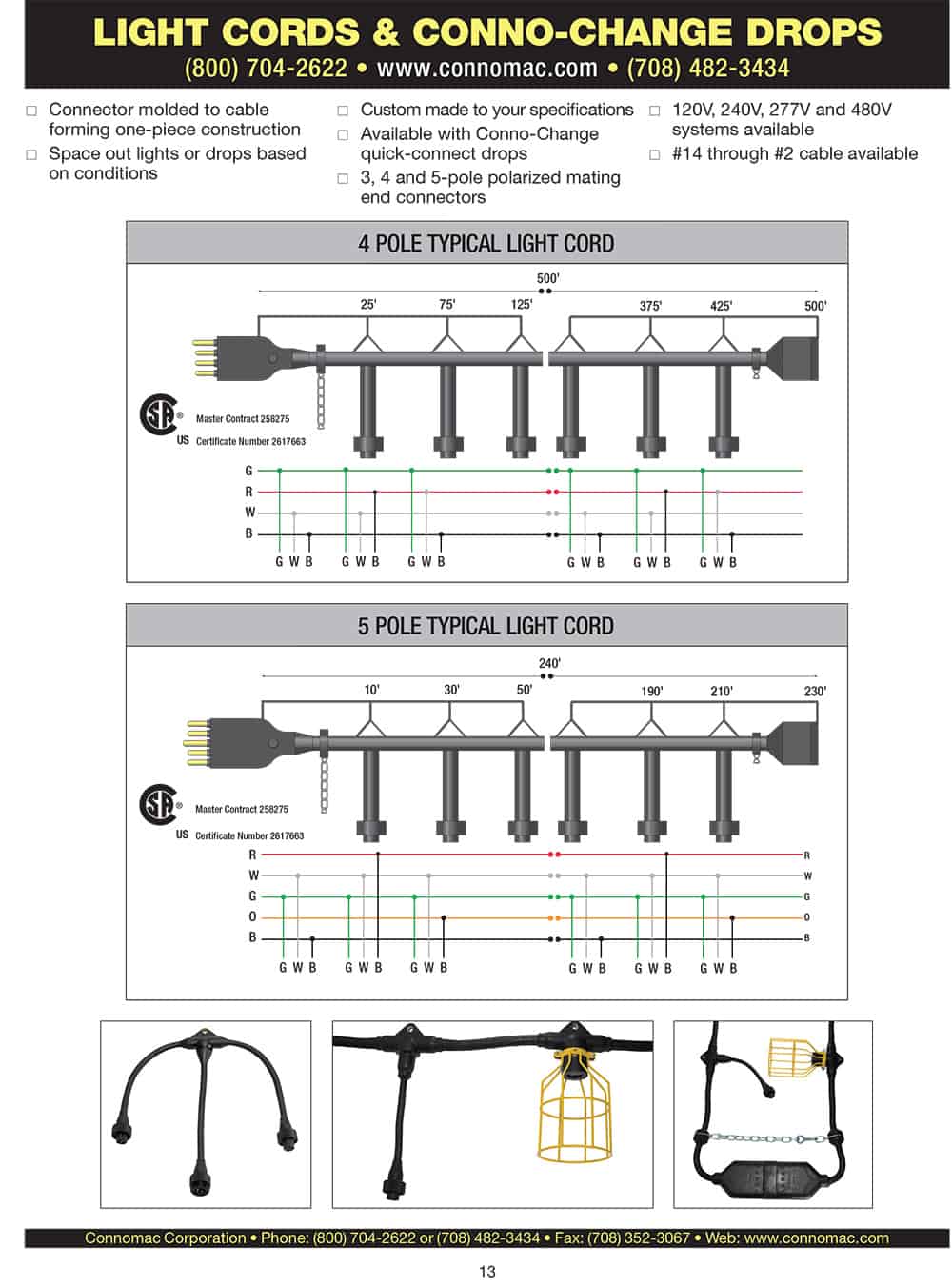 light cord & conno change drops spec sheet